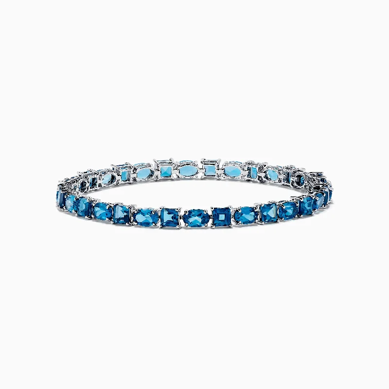 Minimalist bracelets for understated elegance-Ocean Bleu 14K White Gold London Blue Topaz Tennis Bracelet 19.20 TCW