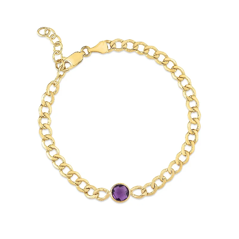 Personalized couples' bracelets for romantic gestures-14K Amethyst Curb Chain Bracelet