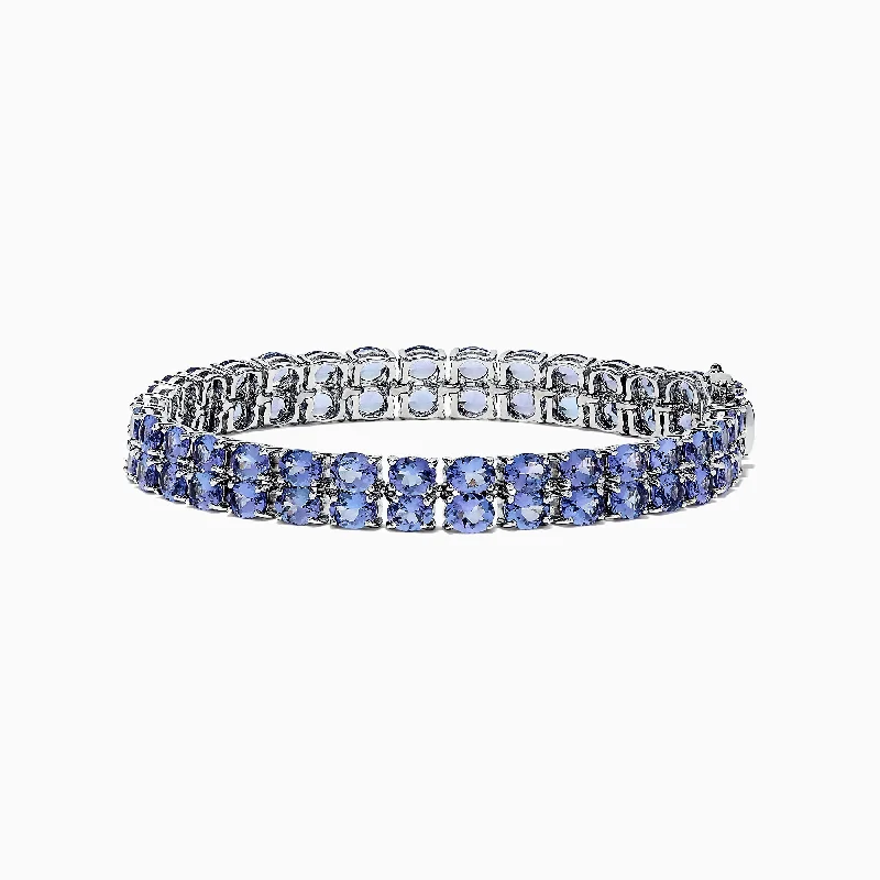 Friendship bracelets for meaningful connections-Nahla Siri Sterling Silver Tanzanite Tennis Bracelet, 19.80 TCW