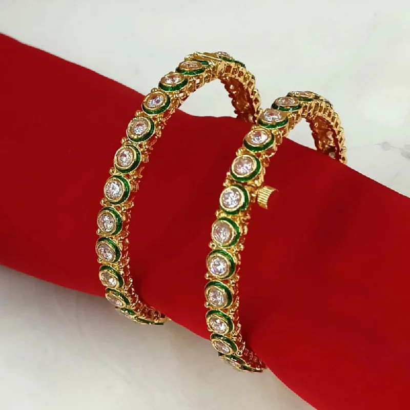 Classic gold bangle sets for traditional looks-Padmawati Bangles Gold Plated Kundan Openable Bangles Set