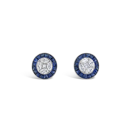 Vintage-inspired stud earrings for classic charm-Sapphire & Diamond Earrings