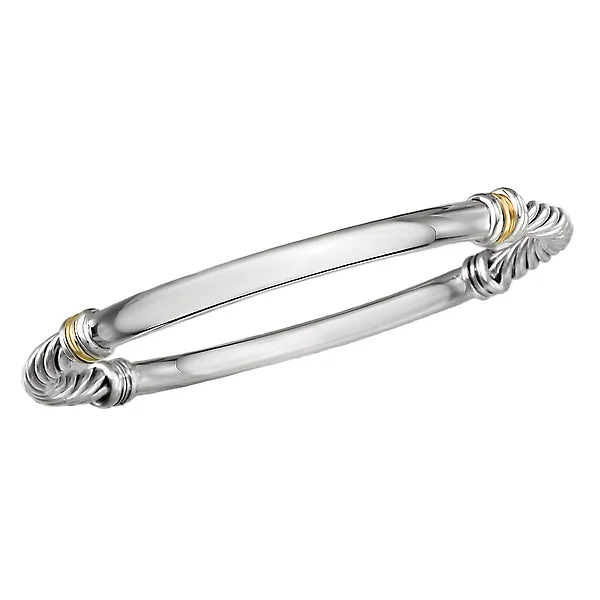 Matching couple bracelets for sweet gestures-Ladies Fashion Two-Tone Bangle Bracelet