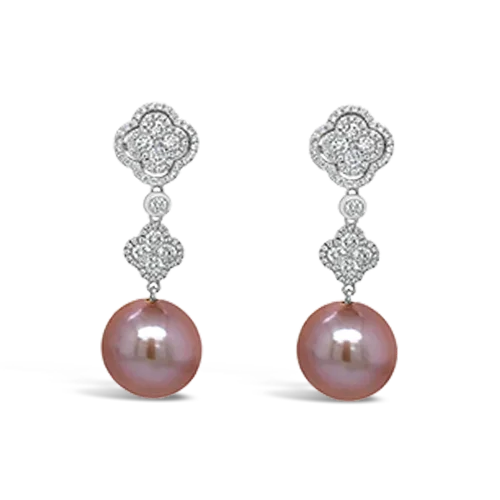 Crystal-encrusted earrings for a glamorous touch-Kasumiga Pearl & Diamond Earrings