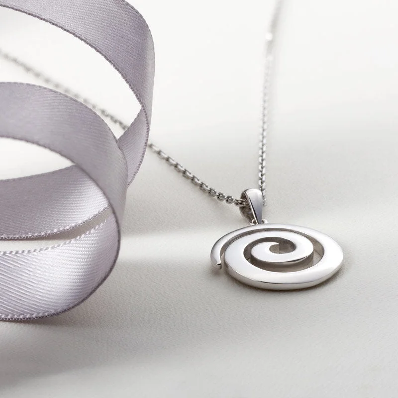 Butterfly charm necklaces for whimsical elegance-Sterling Silver Spiral Pendant