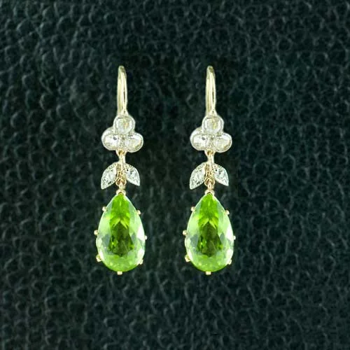 Custom engraved stud earrings for personalized gifts-Peridot & Diamond Earrings