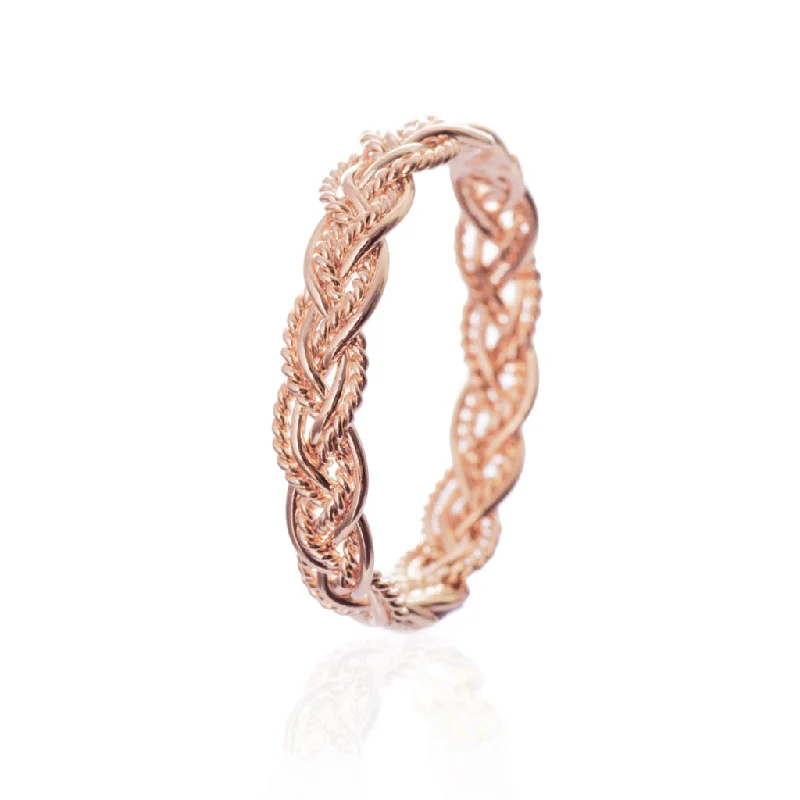 Vintage-style rings for classic elegance-Hel's Weave Ring, Rose Gold