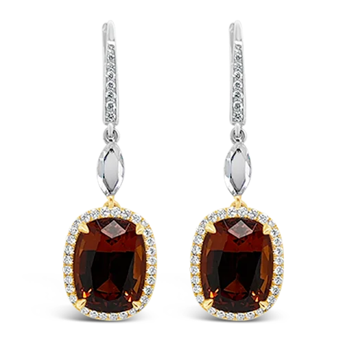 Handcrafted boho earrings for free-spirited fashion-Spessartite Garnet & Diamond Earrings