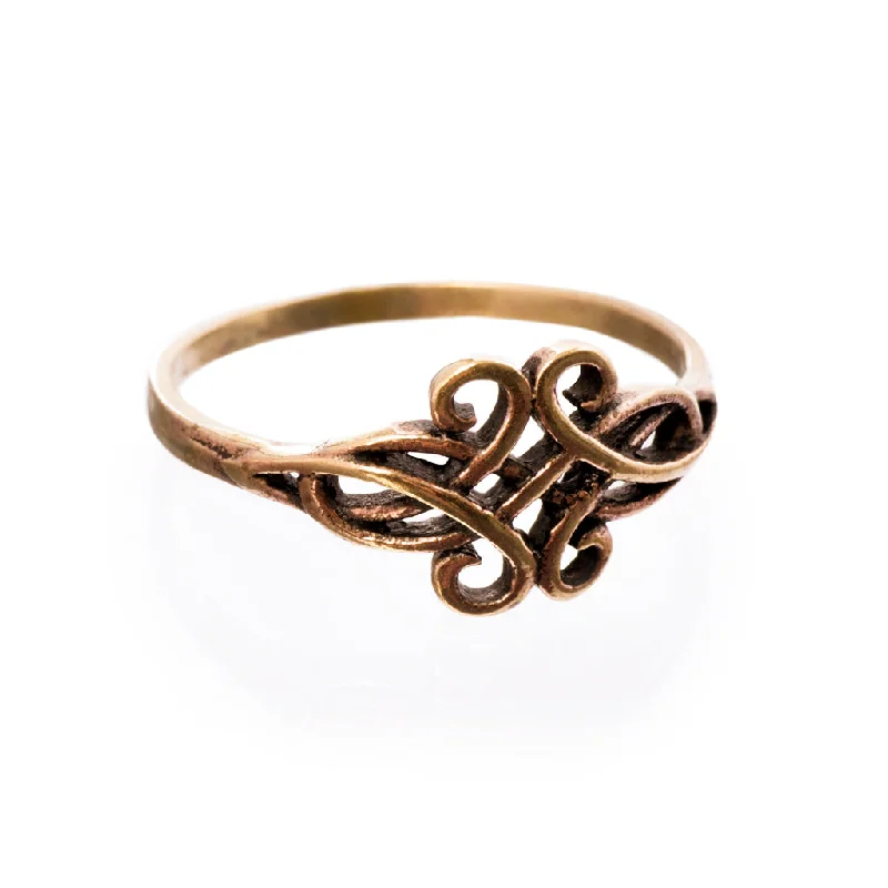 Rose gold stackable rings for trendy looks-Swirl Ring, Bronze