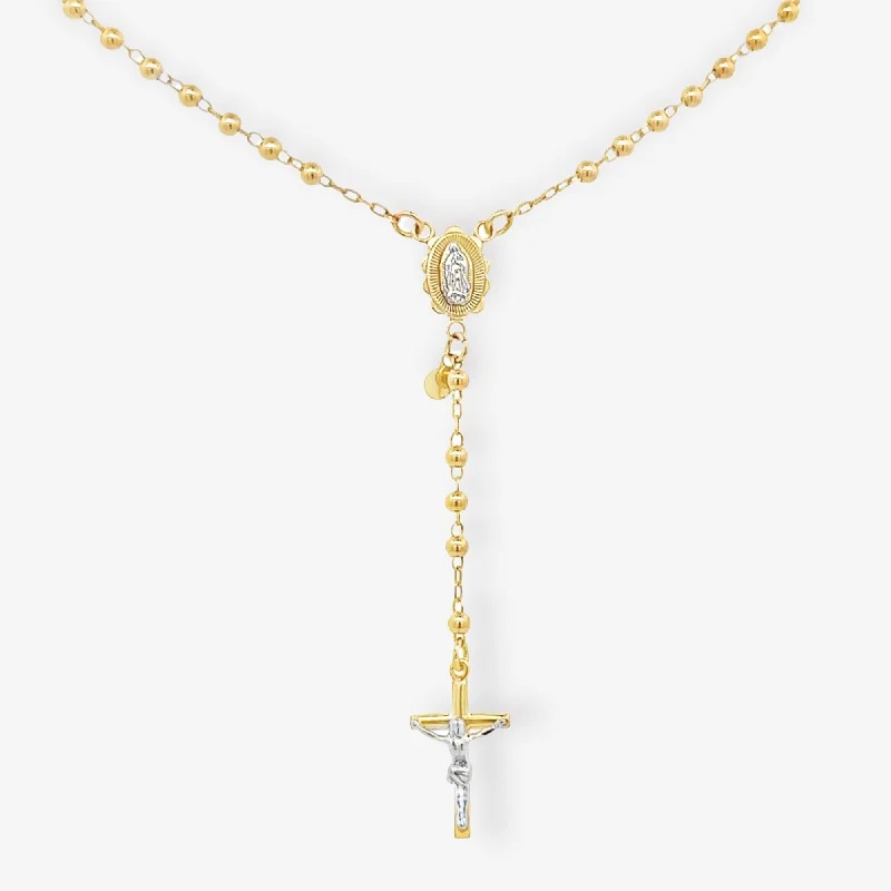 Custom crystal necklaces for personalized gifts-Bead It Two Tone Rosary Crucifix Necklace