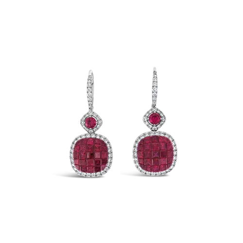 Rose gold earrings for romantic charm-Ruby & Diamond Dangle Earrings