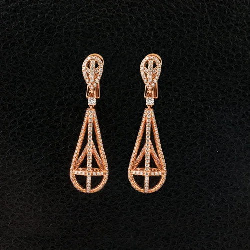 Elegant teardrop earrings for a refined look-Open Teardrop Shaped Diamond Dangle Earrings