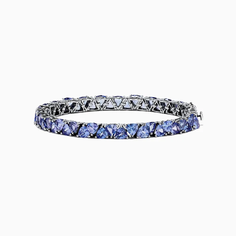 Beaded bracelets for bohemian chic-Nahla Siri Sterling Silver Tanzanite Tennis Bracelet, 18.62 TCW