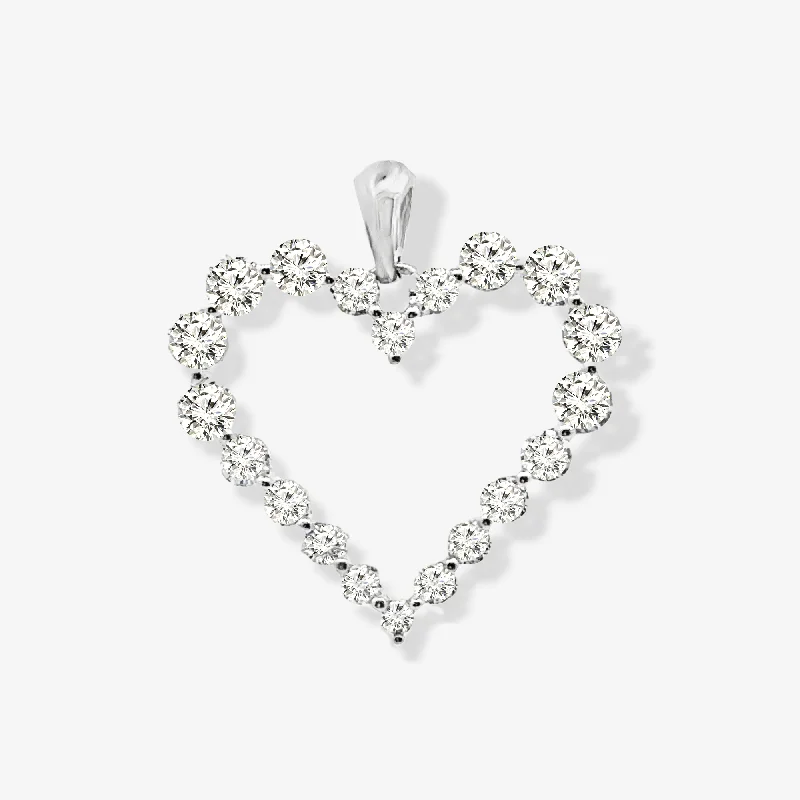 Personalized heart-shaped necklaces for romantic gifts-0.75" Pinpoint Graduated Diamond Heart Pendant