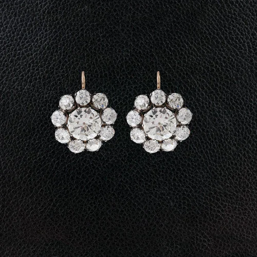 Handmade silver earrings for unique beauty-Diamond Cluster Earrings