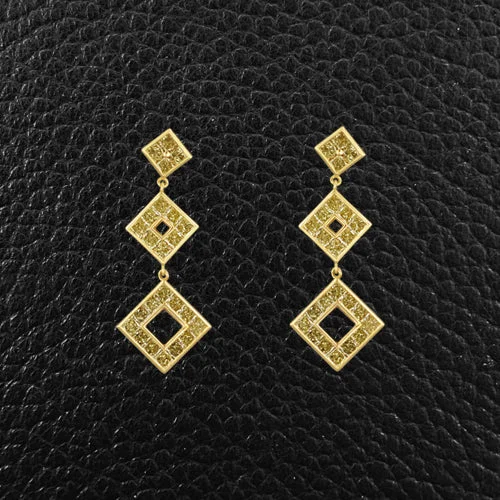 Gold hoop earrings for elegant fashion-Yellow Diamond Squares Earrings