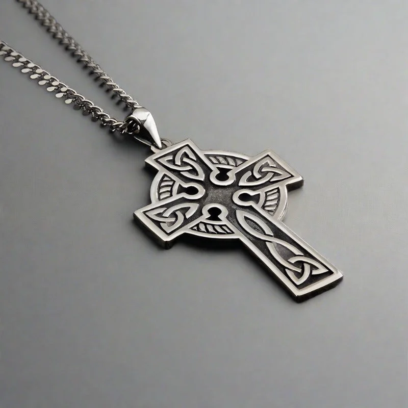 Luxury diamond necklaces for special occasions-Men's Double Sided Oxidized Cross