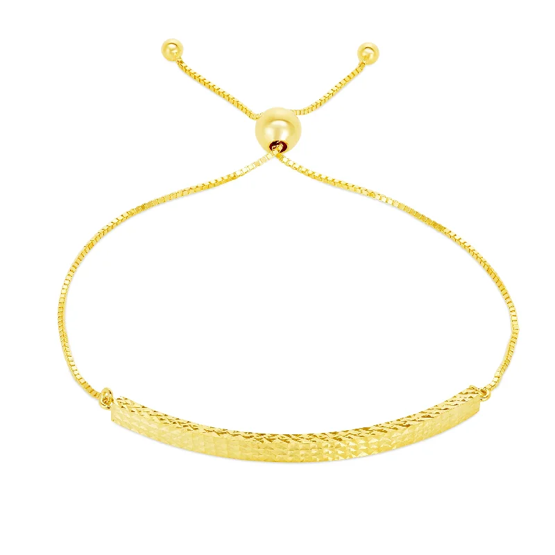 Vintage charm bracelets for nostalgic flair-14K Gold Curved Bar Friendship Bracelet