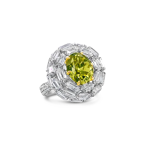 Artistic wire-wrapped rings for creative design-Green-Yellow Diamond Ring