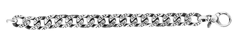 Pearl-encrusted bracelets for refined beauty-Silver 13.5mm Mens Gunmetal Open Miami Cuban Dot Bracelet