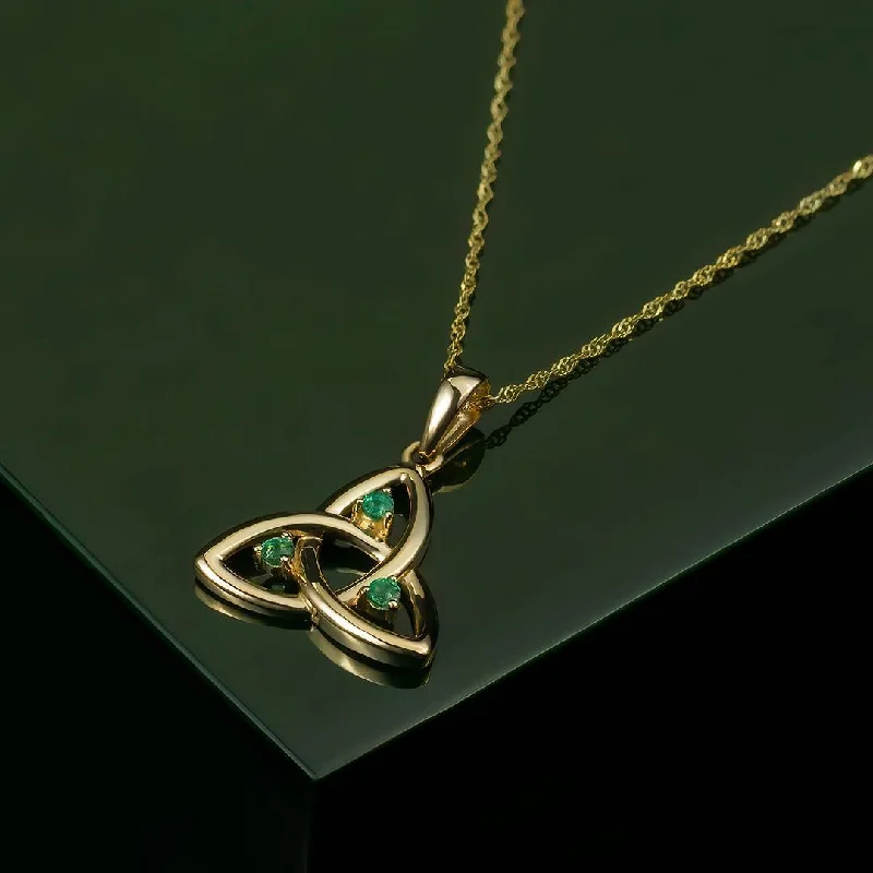 Personalized name necklaces for unique accessories-10K Gold Emerald Trinity Knot Pendant