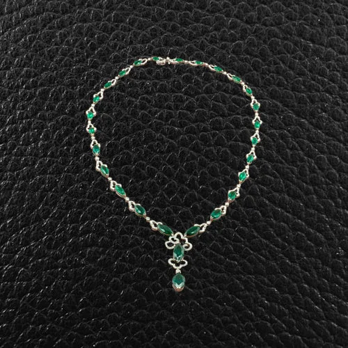 Elegant teardrop necklaces for a refined look-Emerald & Diamond Necklace & Earrings Set