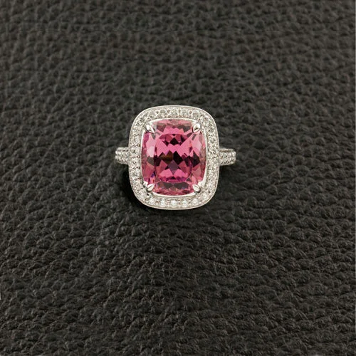 Minimalist gold rings for sleek elegance-Pink Tourmaline & Diamond Ring