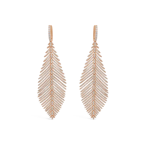 Modern acrylic earrings for a trendy look-Rose Gold & Diamond Feather Earrings