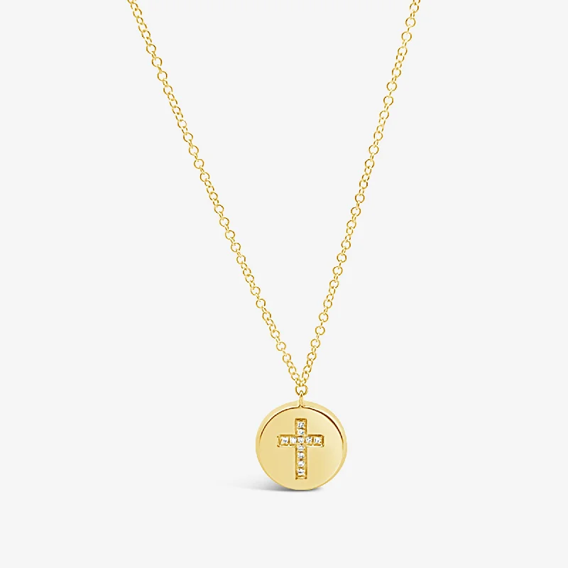 Adjustable necklaces for the perfect fit-Medallion Diamond Cross Necklace