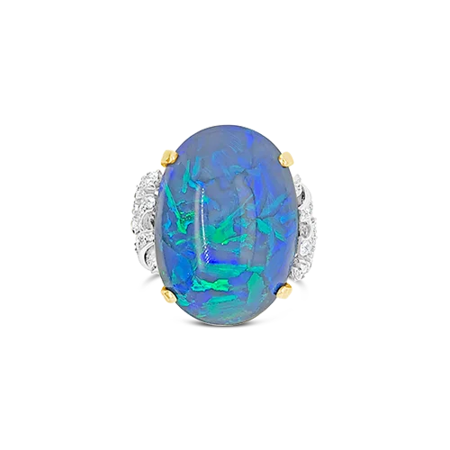 Vintage diamond rings for a timeless appeal-Black Opal & Diamond Ring