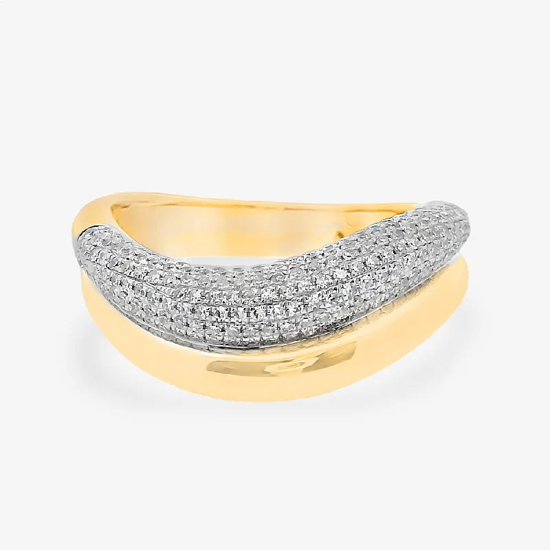 Modern stackable rings for stylish combinations-7.5MM 2 Row Curved Diamond Cloud Ring