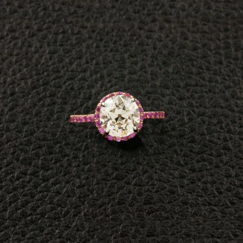 Modern stackable rings for stylish combinations-Pink Sapphire & Diamond Engagement Ring