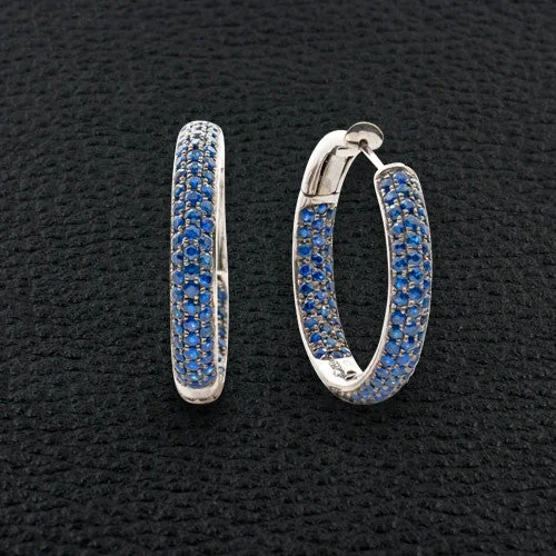 Personalized initial hoop earrings for custom designs-Sapphire Hoop Earrings