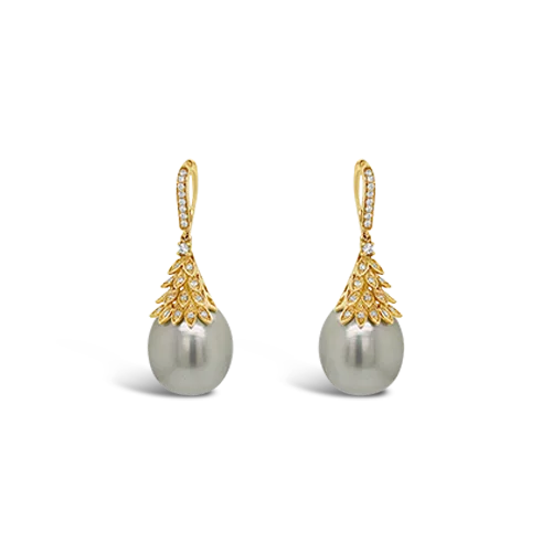 Bold statement earrings for unique fashion-Pearl & Diamond Drop Earrings