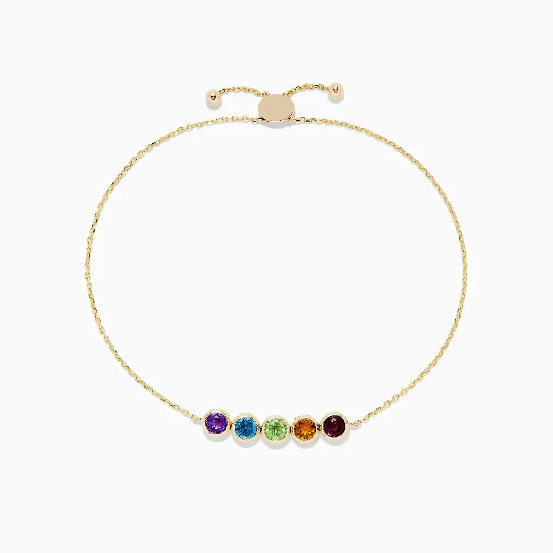 Rubber bracelets for sporty looks-Mosaic Gold 14K Yellow Gold Multi Gemstone Bracelet