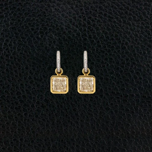 Art deco stud earrings for vintage elegance-Yellow & White Diamond Earrings