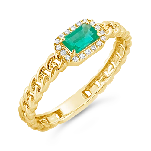 Rose gold stackable rings for trendy looks-Emerald & Diamond Ring