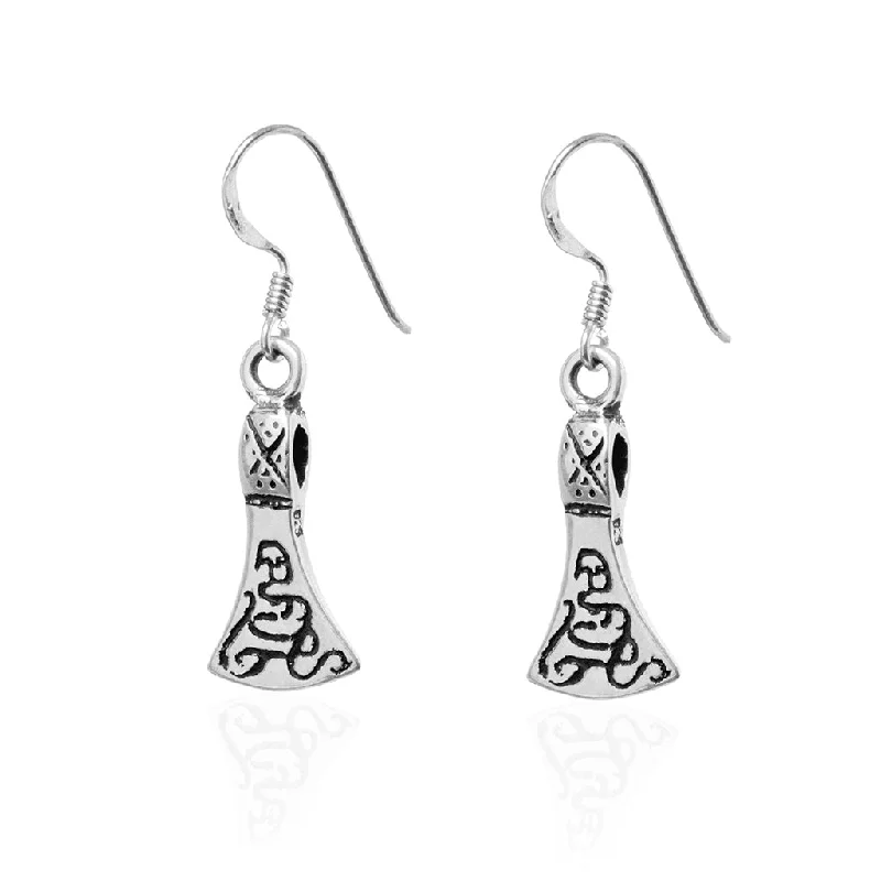 Elegant teardrop earrings for a glamorous touch-Axe Earrings, Silver