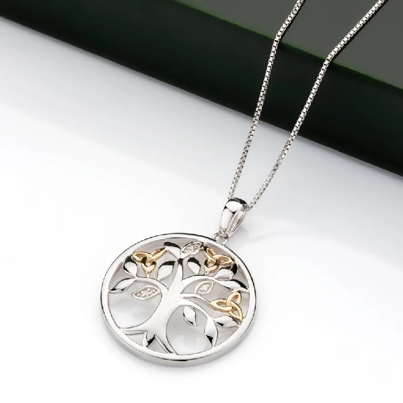 Luxury gemstone necklaces for elegant gifts-Diamond Tree Of Life Pendant