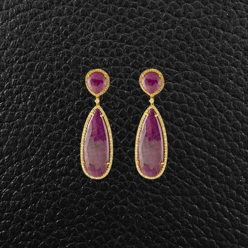 Fashion-forward hoop earrings for trendy outfits-Ruby & Diamond Dangle Earrings