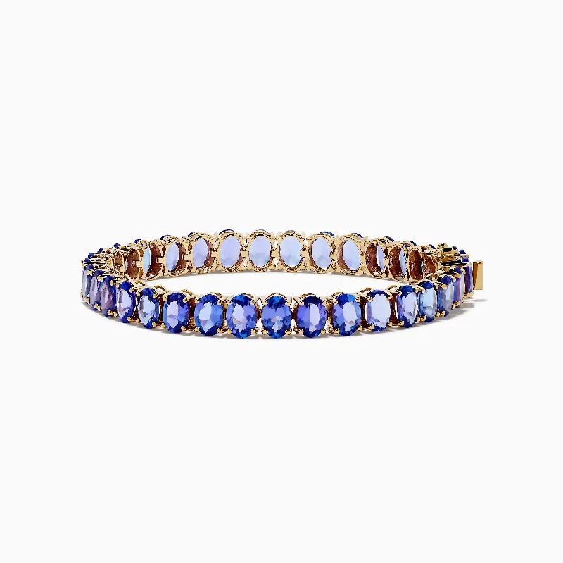 Adjustable charm bracelets for a perfect fit-Nahla Siri 14K Yellow Gold Tanzanite Tennis Bracelet