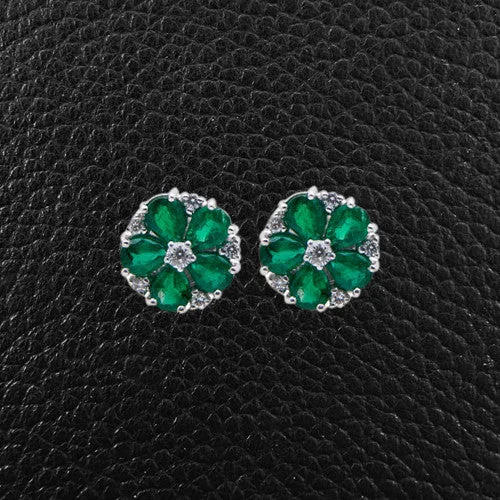 Luxury diamond stud earrings for timeless style-Emerald & Diamond Earrings