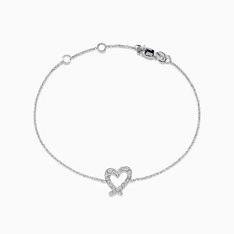 Vintage charm bracelets for nostalgic flair-Novelty 14K White Gold Heart Bracelet