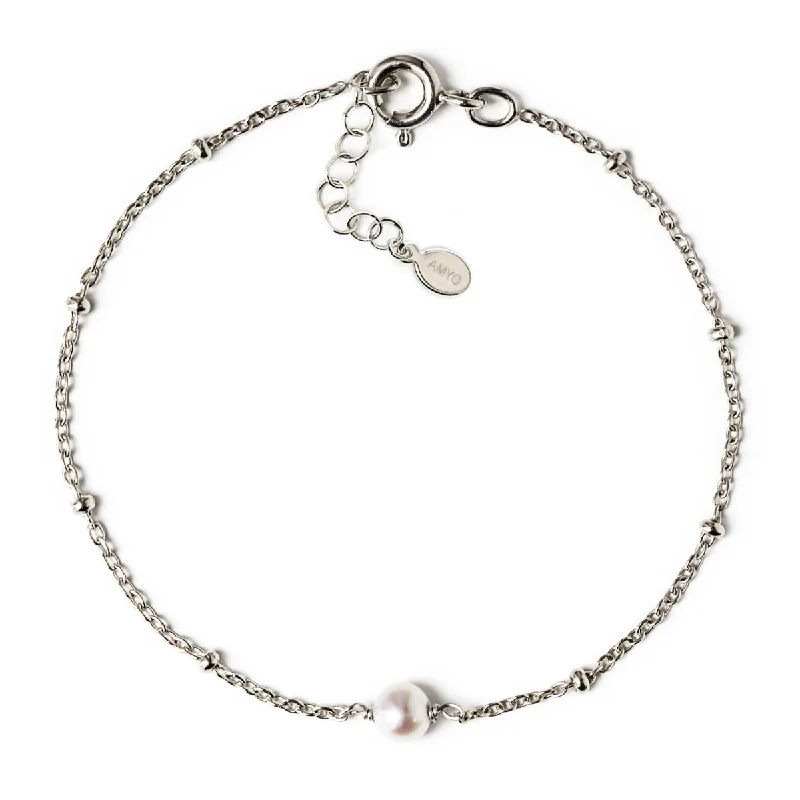 Classic chain bracelets for versatile style-Pearl Bead Chain Bracelet