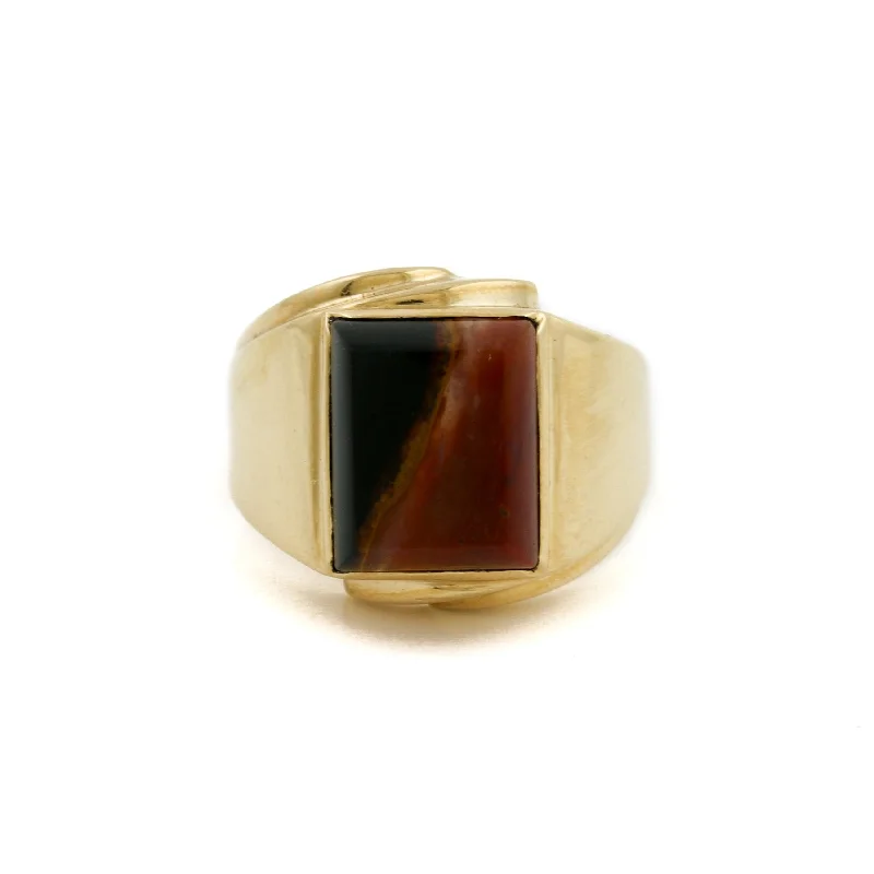 Luxury platinum rings for high-end fashion-Vintage 10k Gold x Two-Tone Jasper Signet