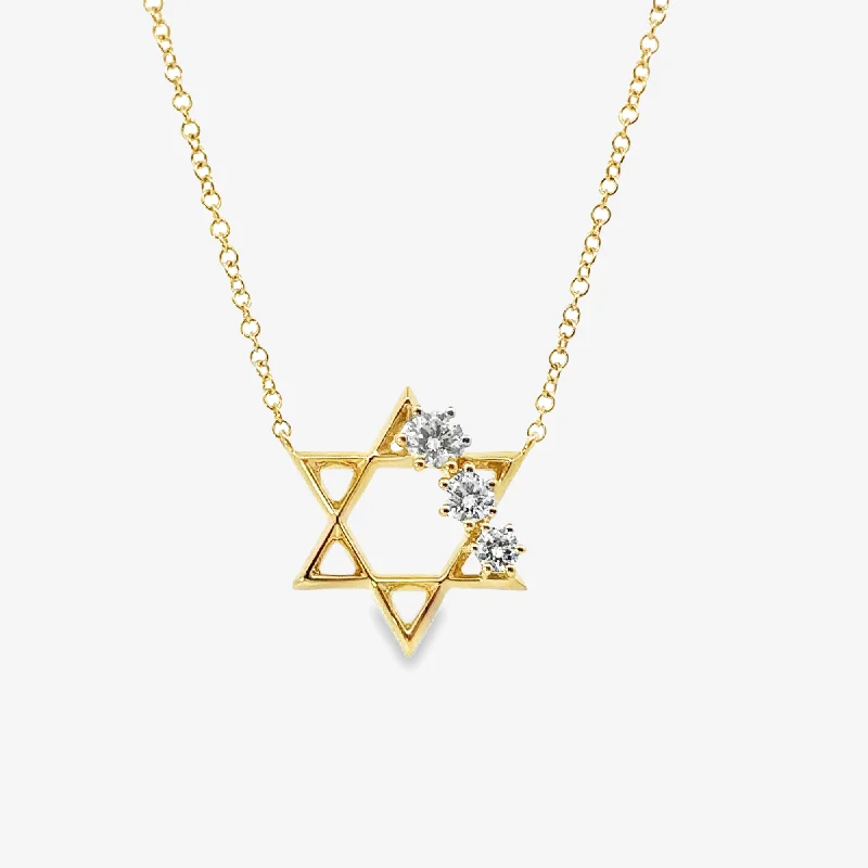 Simple bar necklaces for understated beauty-Medium 3 Diamond 0.25CT Star of David Necklace