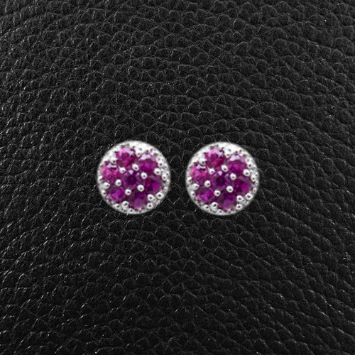 Small hoop earrings for everyday elegance-Pink Sapphire Cluster Earrings