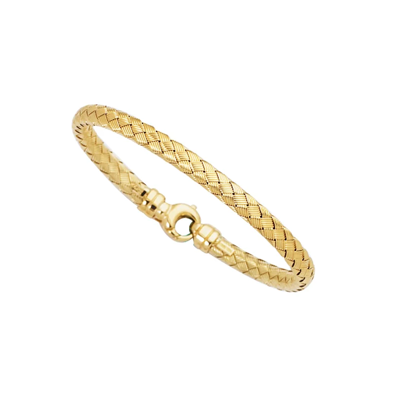 Custom engraved cuff bracelets for special occasions-14K Gold Medium Weaved Bangle