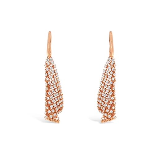 Art deco stud earrings for vintage elegance-Rose Gold & Diamond Mesh Dangle Earrings