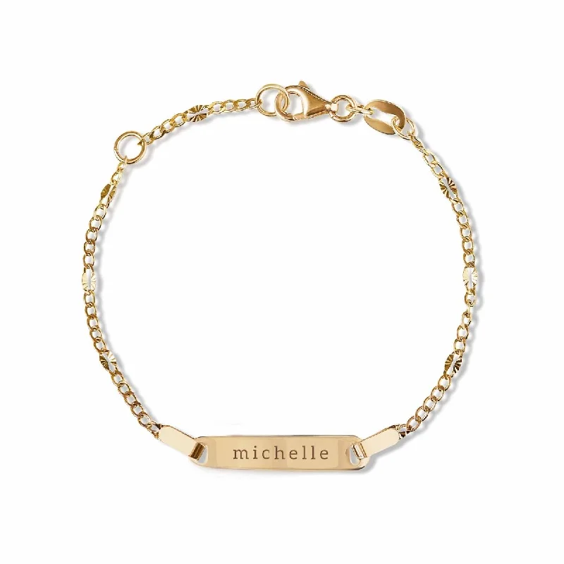 Inspirational bracelets for motivational gifts-Baby ID Diamond Cut Bracelet