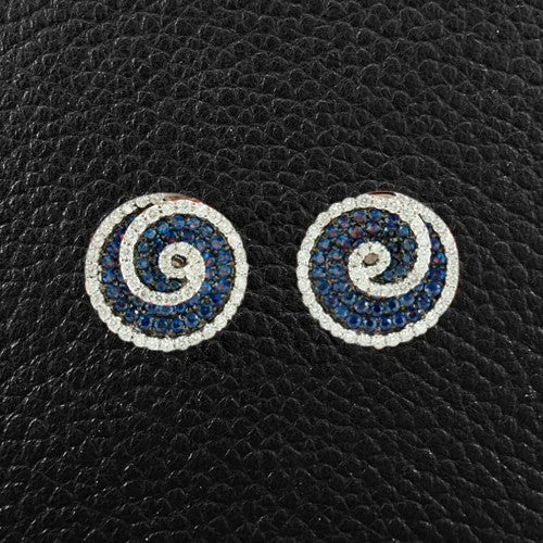 Luxury pearl earrings for upscale events-Sapphire & Diamond Swirl Earrings